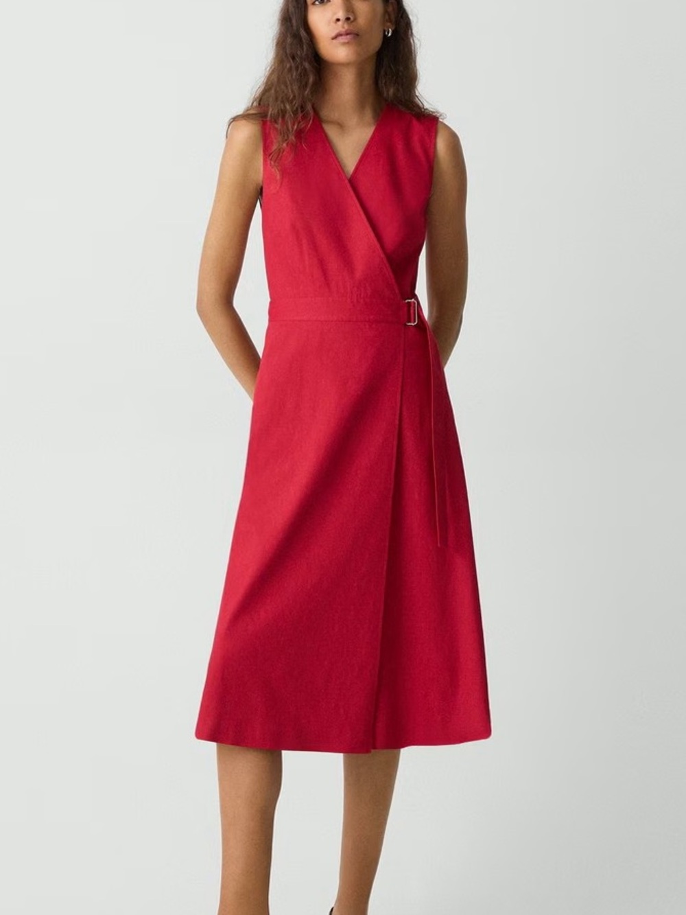 NWT Theory Aline Wrap Dress – Cherry Red